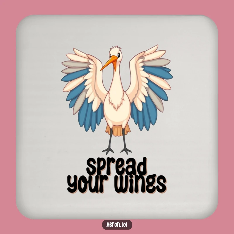 Funny Heron Coaster Set: Protect Surfaces with Colorful Wing Art