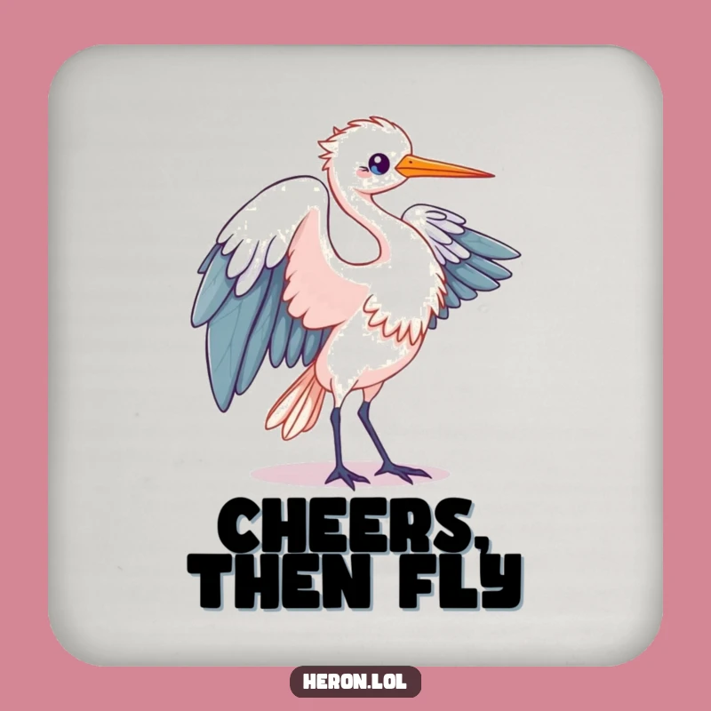 Funny Kawaii Heron Coaster: Protect Surfaces Wing Motion, Humorous Gift