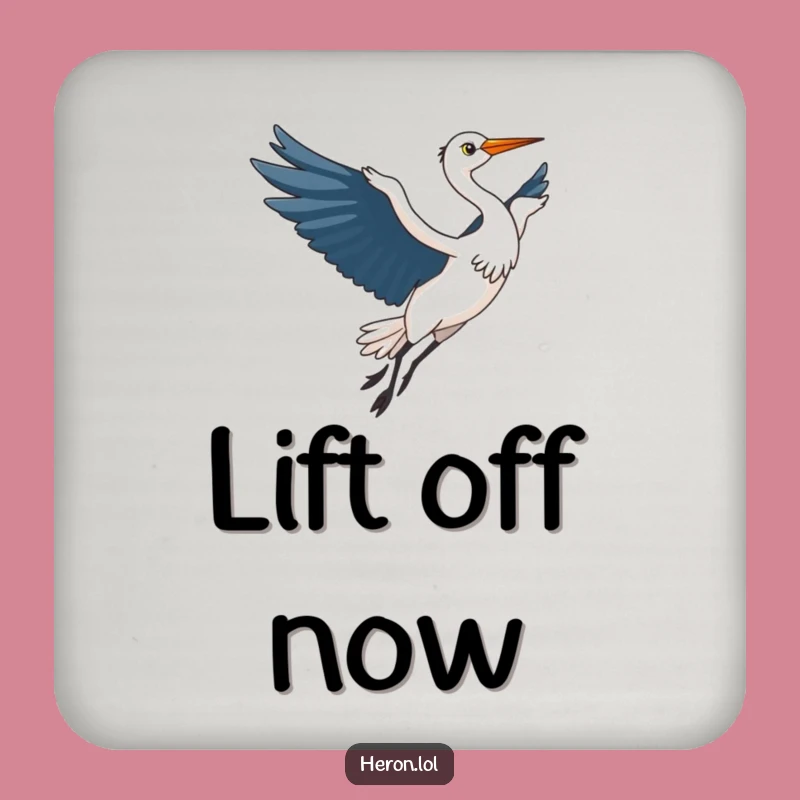 Funny Kawaii Heron Coasters (Set of 4): Elegant Bird Flight, Humorous Table Protection