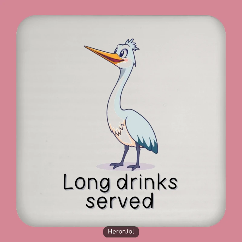 Funny Grinning Heron Coaster: Bird Table Protector, Cute Funny Gift