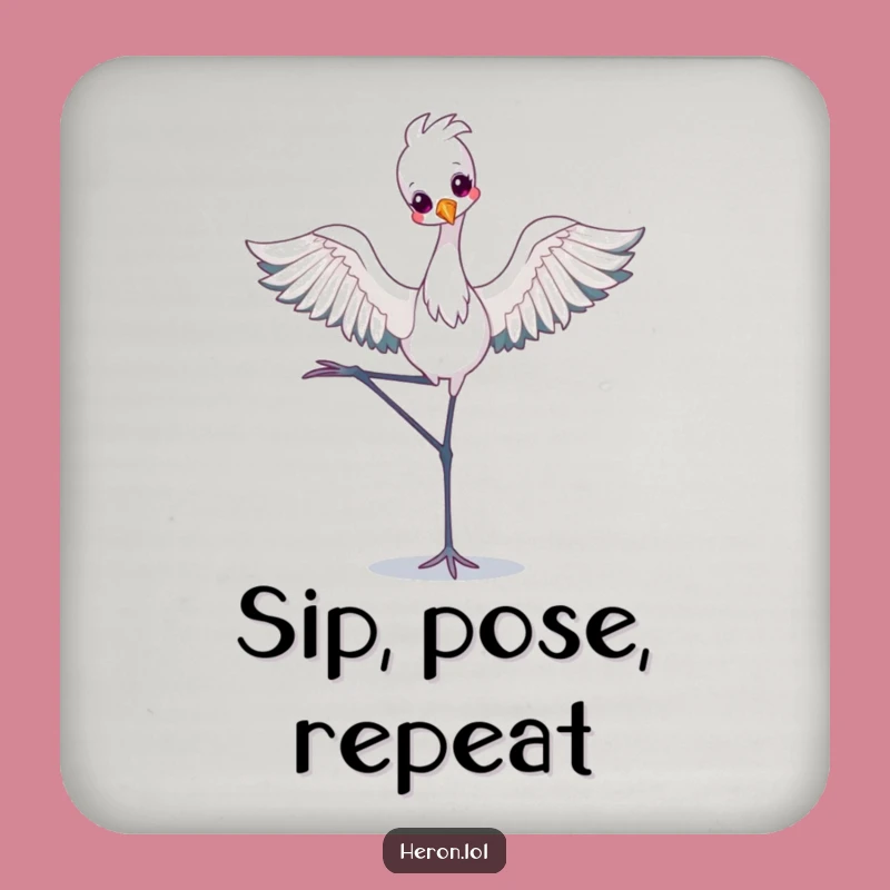 Funny Kawaii Heron Coaster Set: Ballet Protection, Cute Humorous Gift