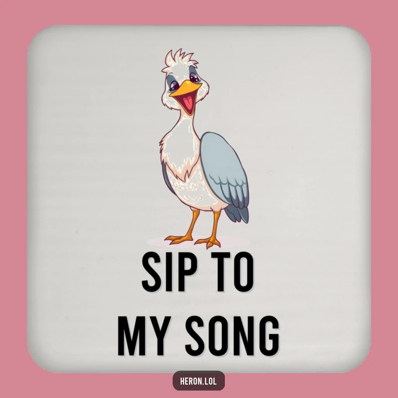 Funny Goofy Heron Coaster: Loud Song Art for Tables