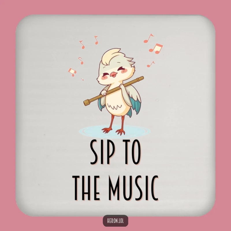 Funny Heron Flute Coaster: Musical Table Protector, Cute Funny Gift