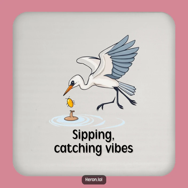 Funny Heron Coaster Set: Bug Catching Protection, Humorous Home Gift