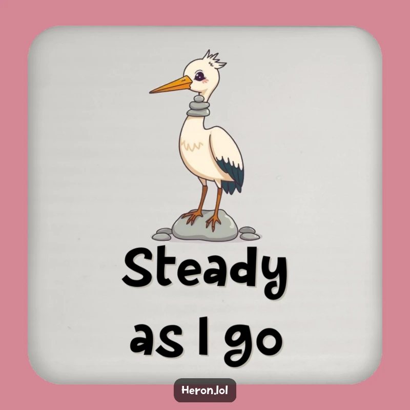 Funny Heron Pebble Balance Coaster: Protect Surfaces with Humor
