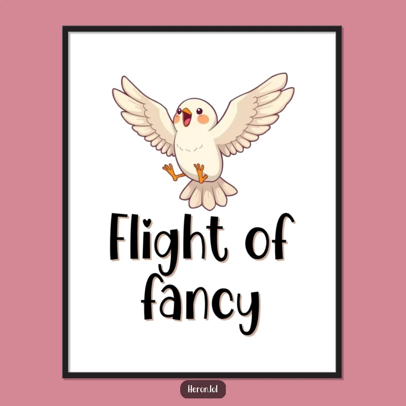 Funny Singing Bird Poster: Joyful Mid-Air Leap Art Print