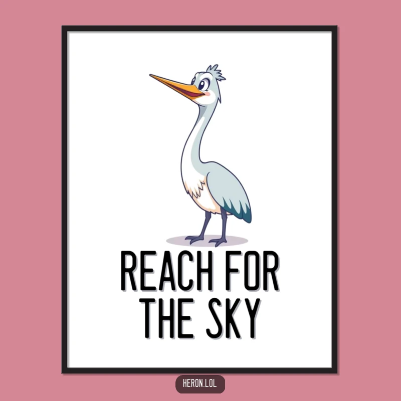 Funny Grinning Heron Poster: Joyful Bird Art, Wonderful Funny Gift
