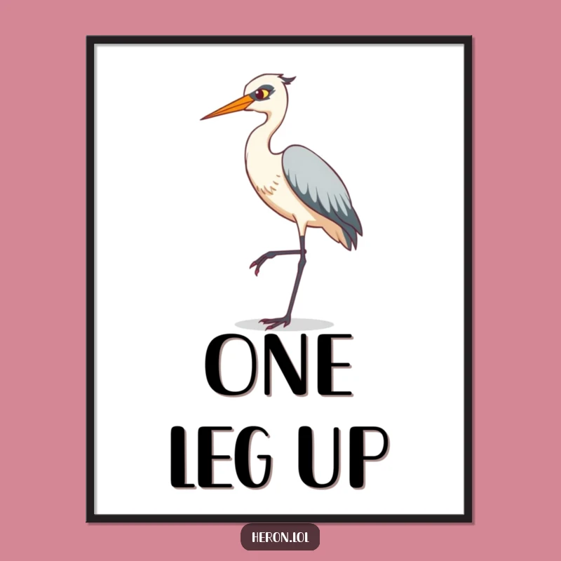Funny Heron Poster: Tiptoeing Bird Art - Whimsical Wall Decor Gift