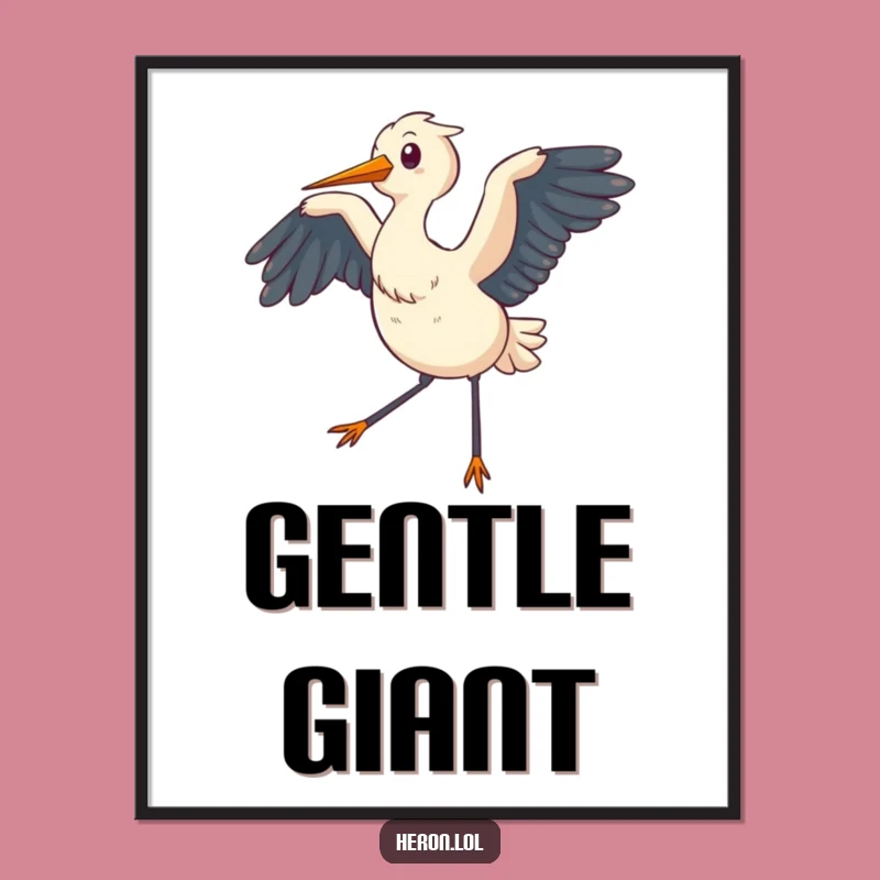 Funny Chubby Heron Poster: Gentle Breeze Art, Perfect Gift