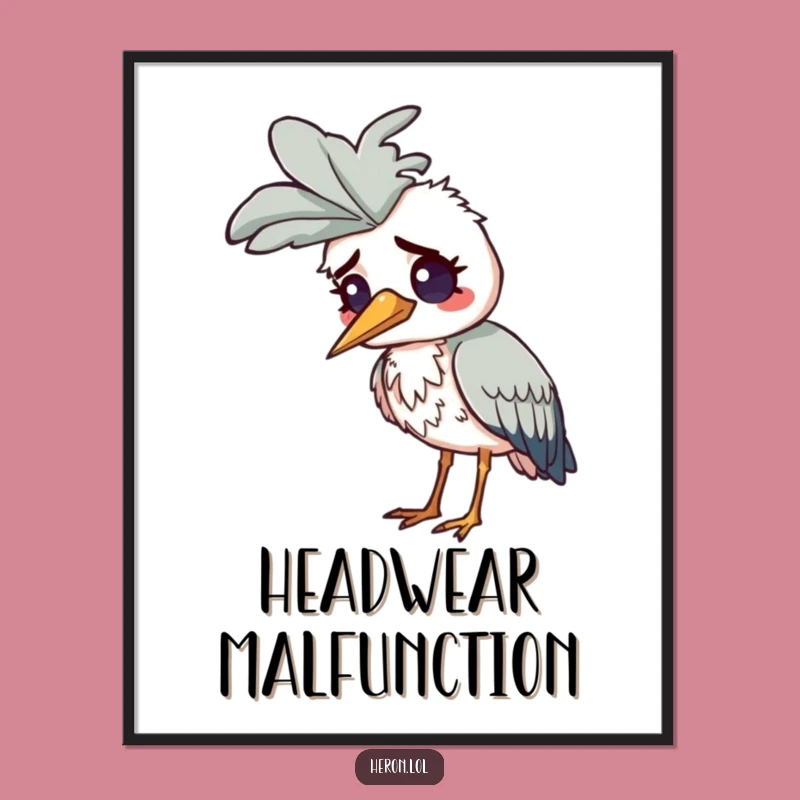 Funny Confused Heron Poster: Quirky Bird Art - Framed & Funny Gift!
