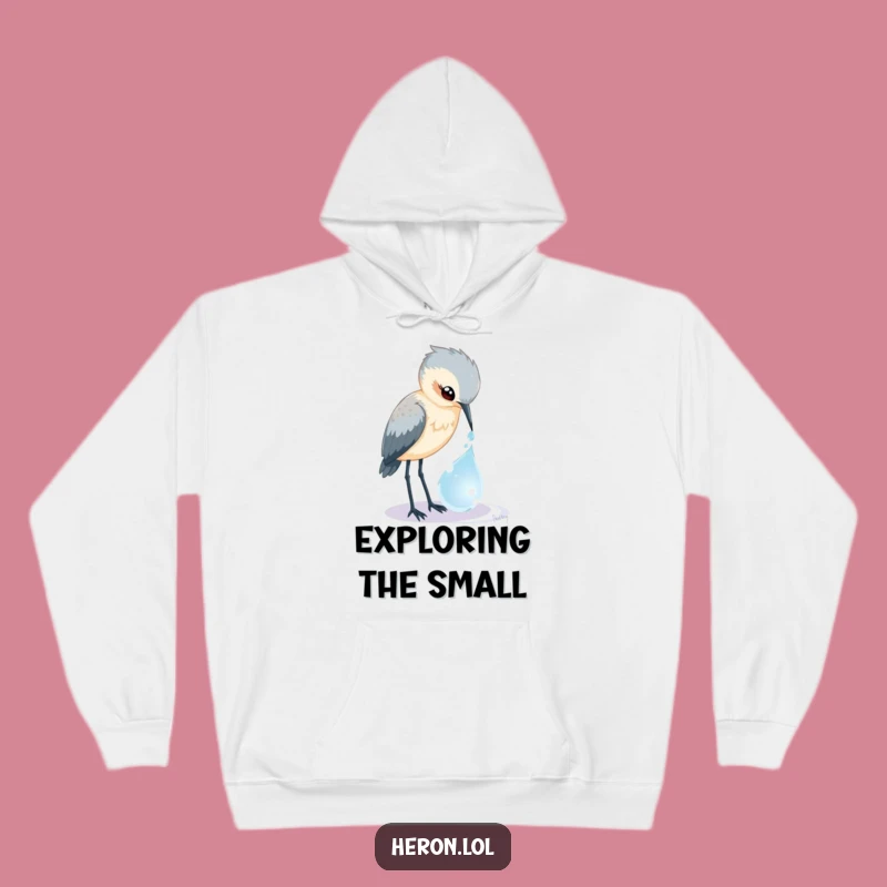 Cozy Funny Heron Dewdrop Hoodie: Curious Bird's Magic, Warm & Hilarious Gift
