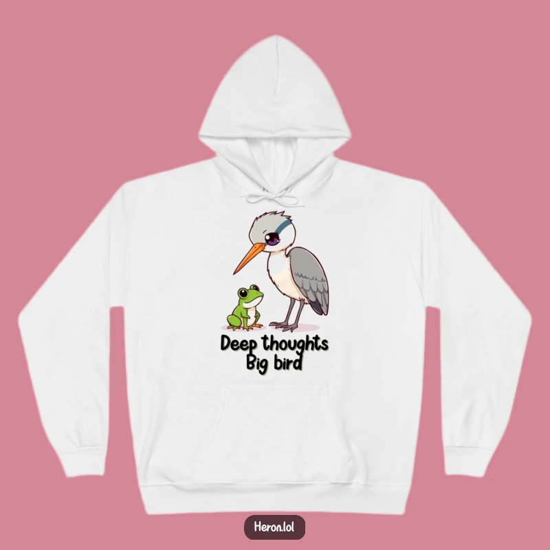Funny Heron and Frog Hoodie - Cozy Wildlife Humor Apparel Gift