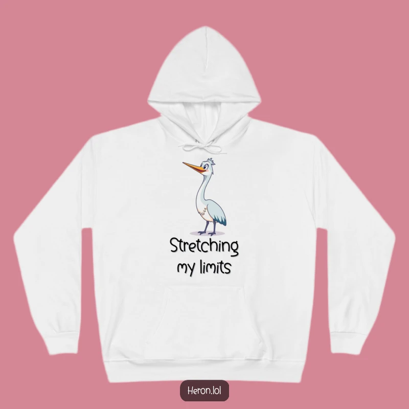 Funny Grinning Heron Hoodie: Cozy Bird Humor Wear, Ideal Funny Gift