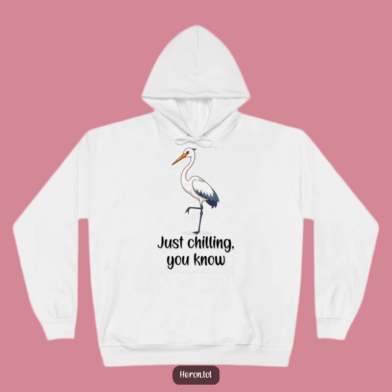 Funny Heron Grace Hoodie - Cozy Elegant Pose, Sophisticated Character, Perfect Comfort Gift