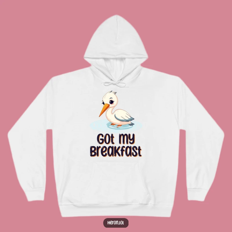 Funny Heron Hoodie: Fishing Bliss - Cozy & Serene Bird Gift