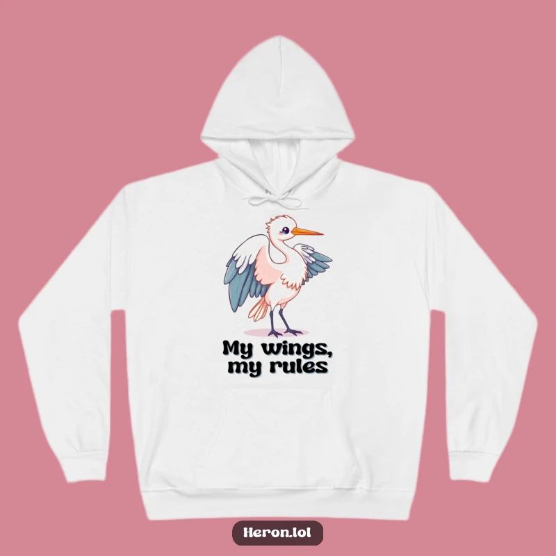 Funny Kawaii Heron Hoodie: Cozy Wing Motion, Ultimate Elegant Humorous Gift