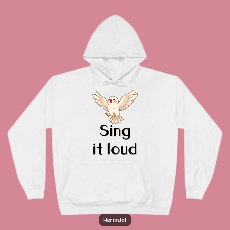 Funny Singing Bird Hoodie: Cozy Mid-Air Melody Gift for Chills