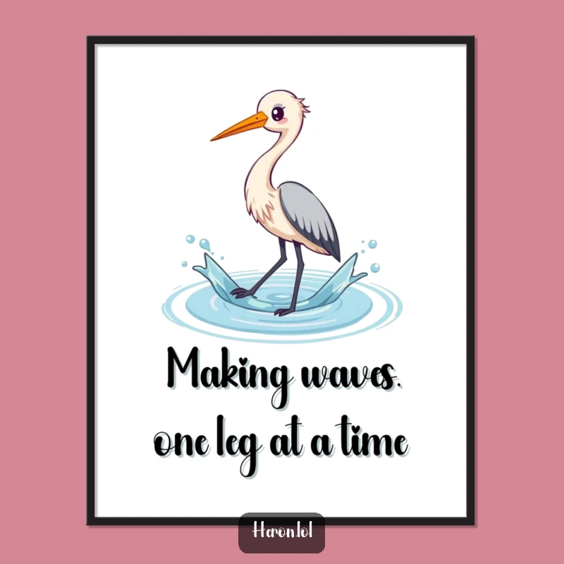 Free Printable Kawaii Heron Wall Art: Funny Downloadable Splashy Decor for Your Home