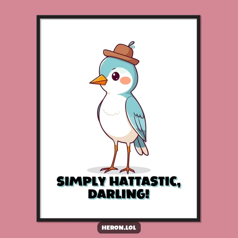 Free Printable Wall Art: Proud Bird in Hat Funny Downloadable Art Stylish Decor