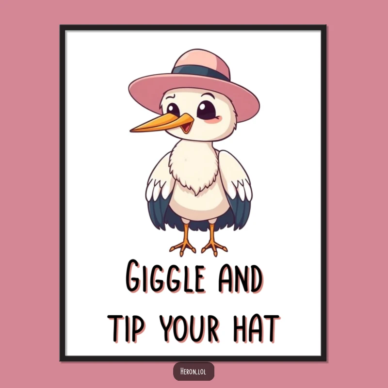 Free Printable Wall Art: Giggling Heron, Funny Downloadable Decor for Cheerful Spaces