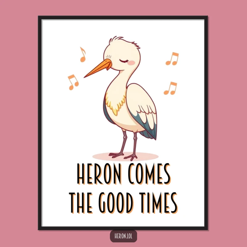 Free Printable Wall Art: Heron Bobbing Funny Downloadable Art
