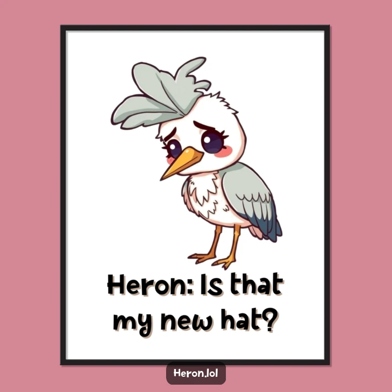 Free Printable Wall Art: Funny Confused Heron Feather Downloadable Art for Home Decor