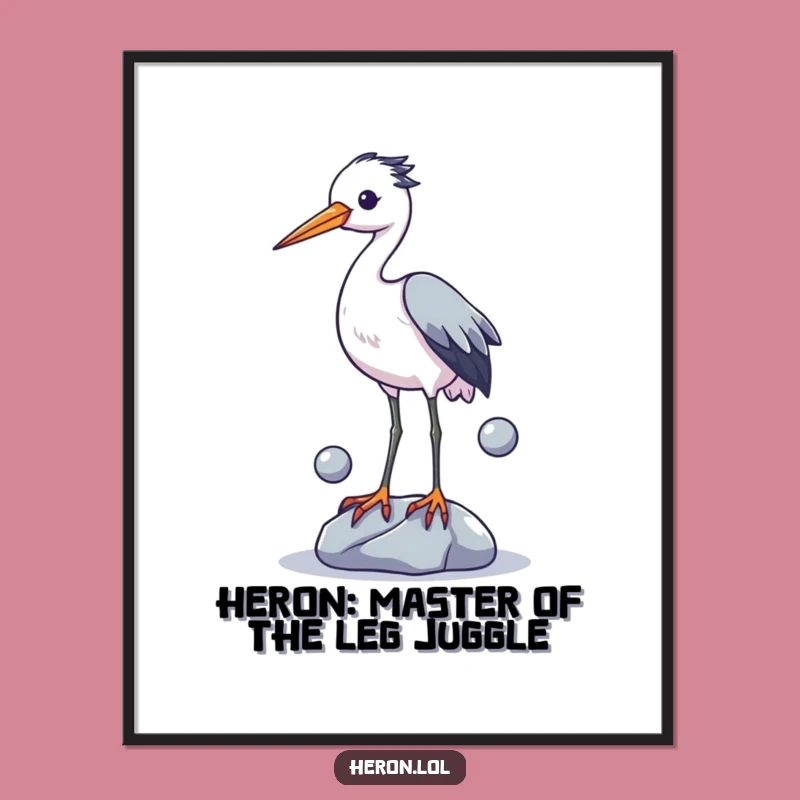 Funny Free Printable Heron Wall Art: Hilarious Juggling Bird Downloadable Decor