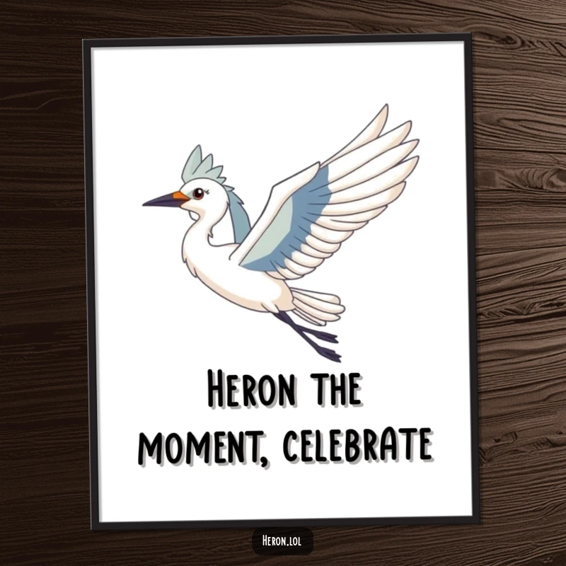 Funny Free Printable Wall Art: A solitary heron with wings spread wide, effortlessly riding a gentle, unseen breeze.