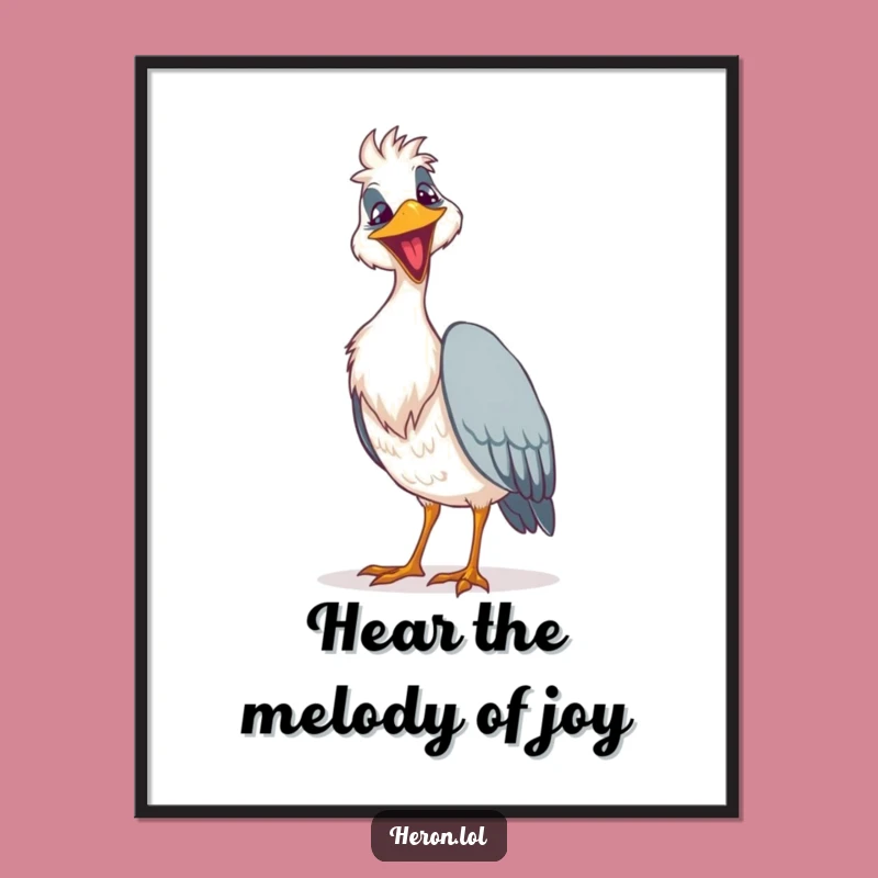 Hilarious Free Printable Heron Wall Art: Singing Loud Downloadable Decor