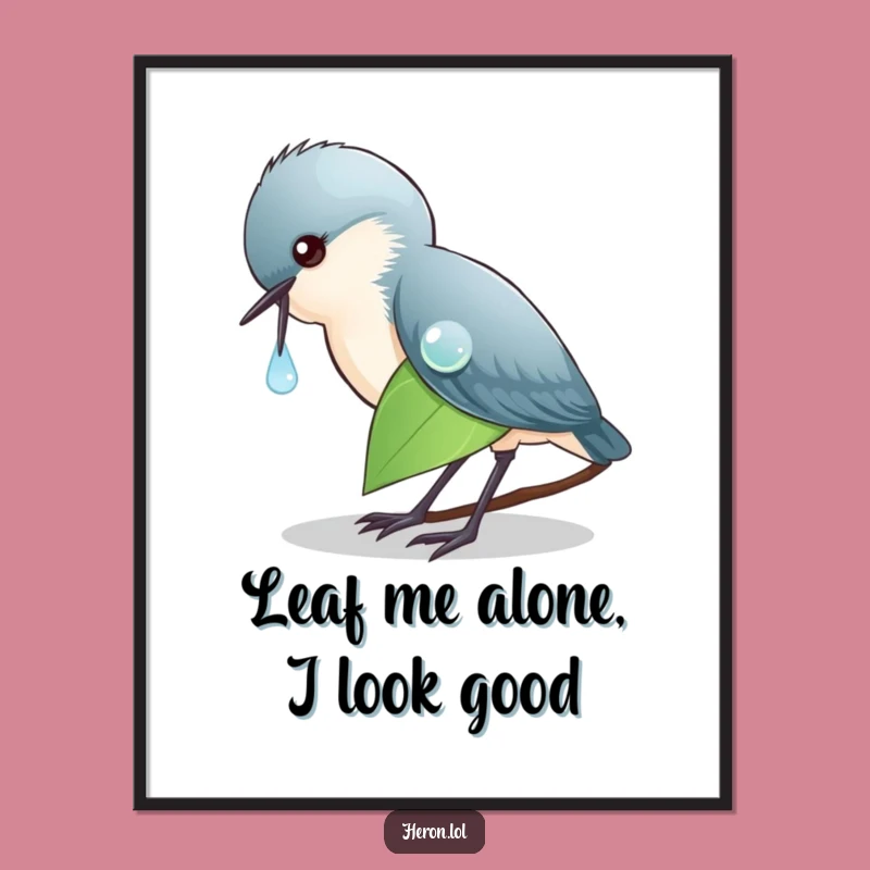 Free Printable Wall Art: Elegant Heron Dewdrop - Downloadable Funny Bird Art for Your Home