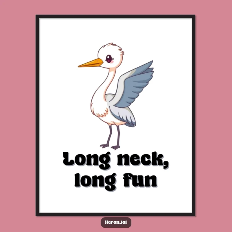 Funny Free Printable Wall Art: Kawaii Heron Loops, Downloadable Art Gift