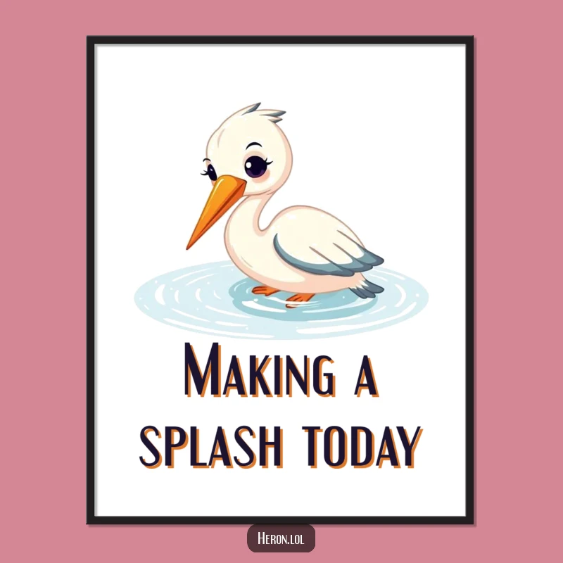 Funny Free Printable Wall Art: Happy Fishing Heron, Serene Downloadable Decor