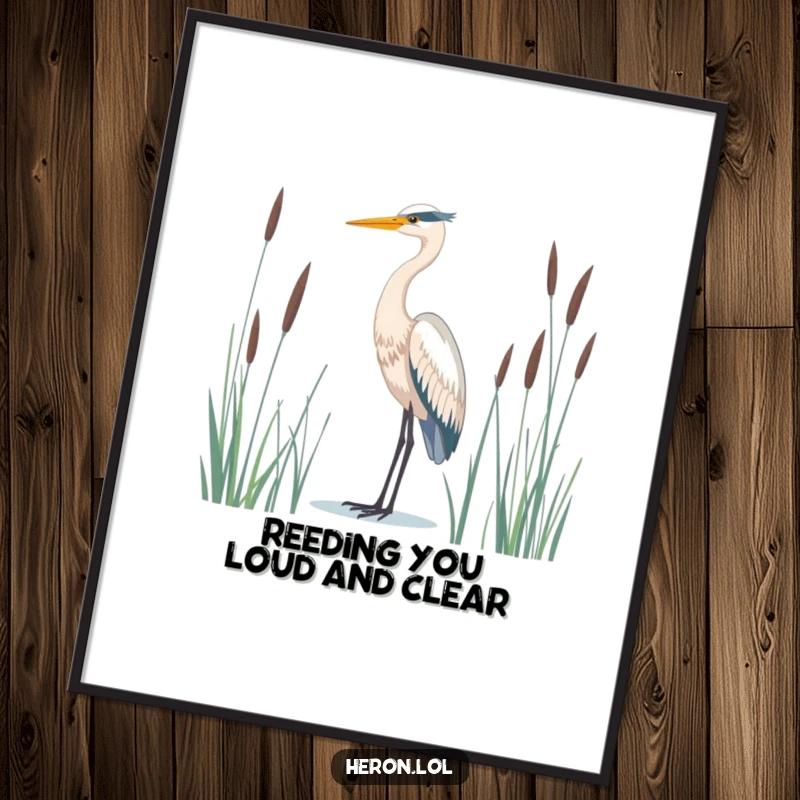 Free Printable Wall Art: Majestic Heron Stands Tall and Serene, a Symbol of Patience and Grace.