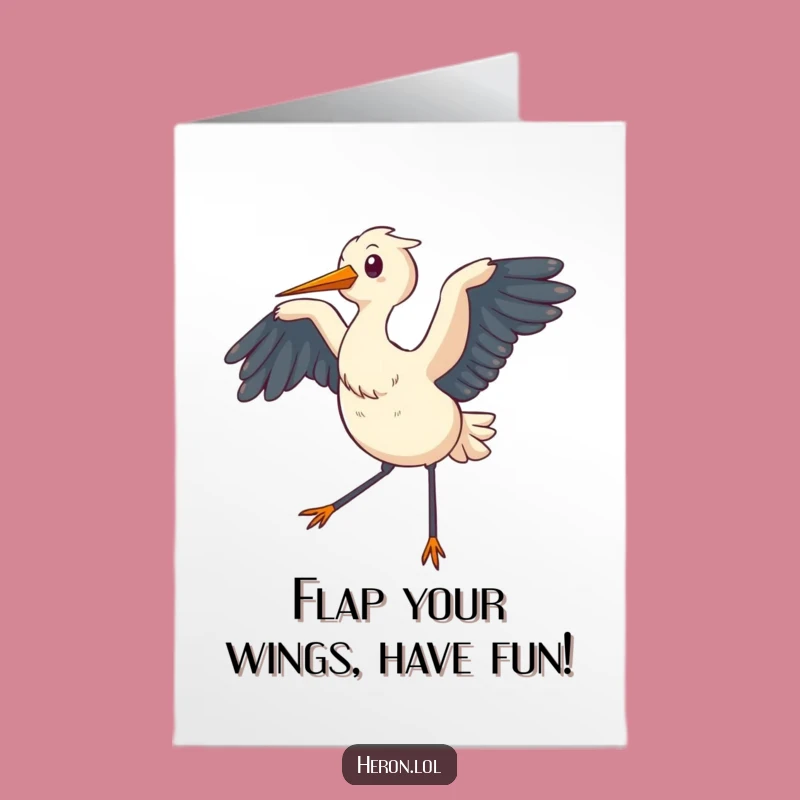 Free Printable Birthday Card: Chubby Heron, Funny Downloadable Gift for a Gentle Soul!
