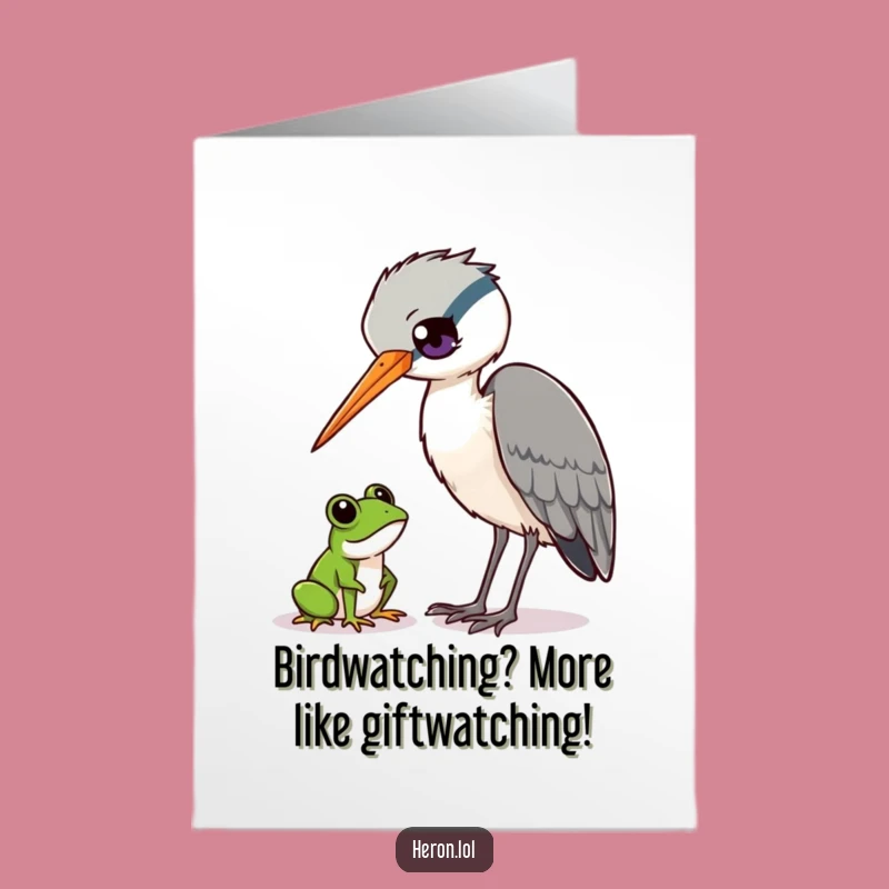Free Printable Birthday Card: Curious Heron & Frog Funny Downloadable Gift