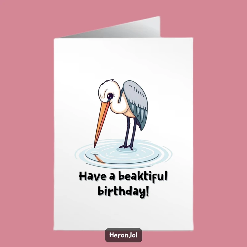 Free Printable Birthday Card: Heron Dips for Water, Elegant Downloadable Gift