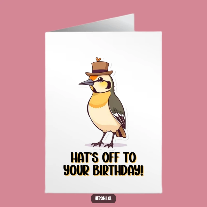 Free Printable Birthday Card: Proud Bird in Hat - Funny Downloadable DIY Gift Art