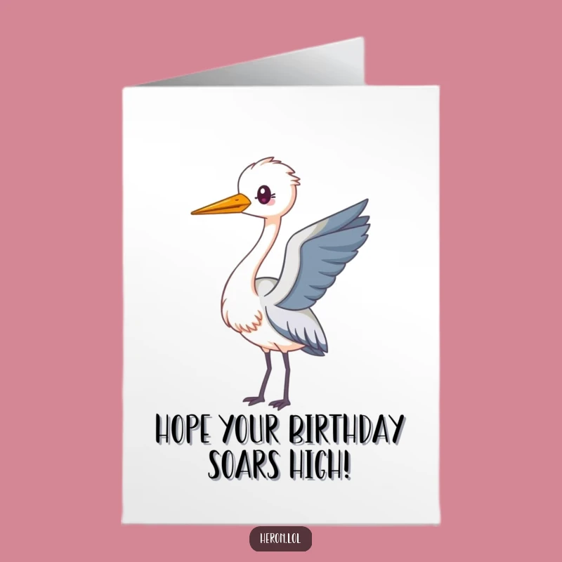 Free Printable Birthday Card: Kawaii Heron Loops, Joyful Downloadable Gift