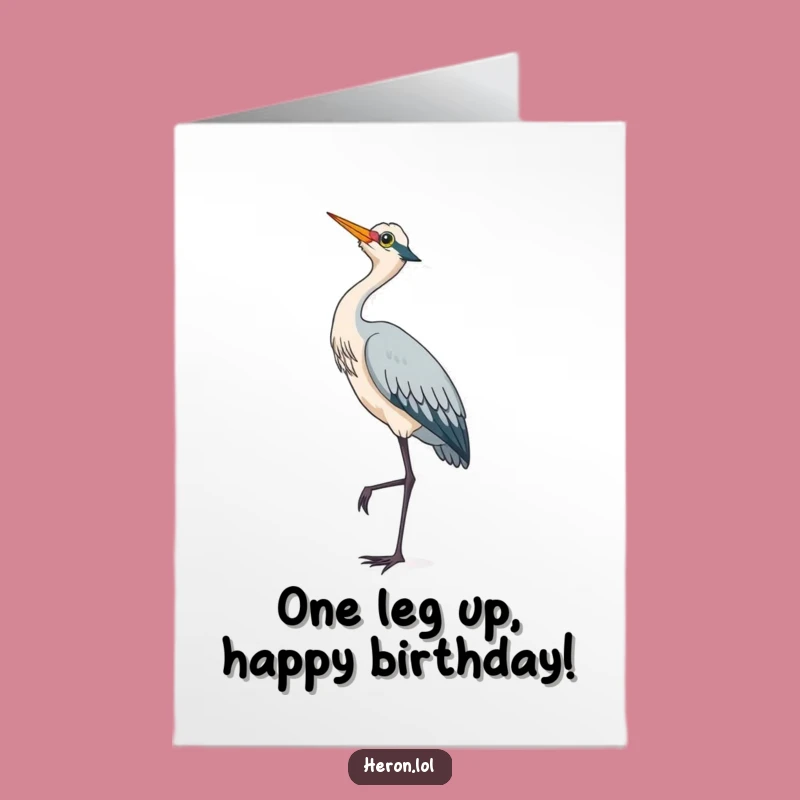 Free Printable Birthday Card: Heron Gazing Up, Whimsical Downloadable Wish
