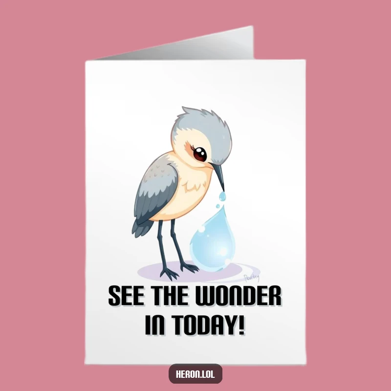 Free Printable Birthday Heron Dewdrop Card: Funny Downloadable Gift