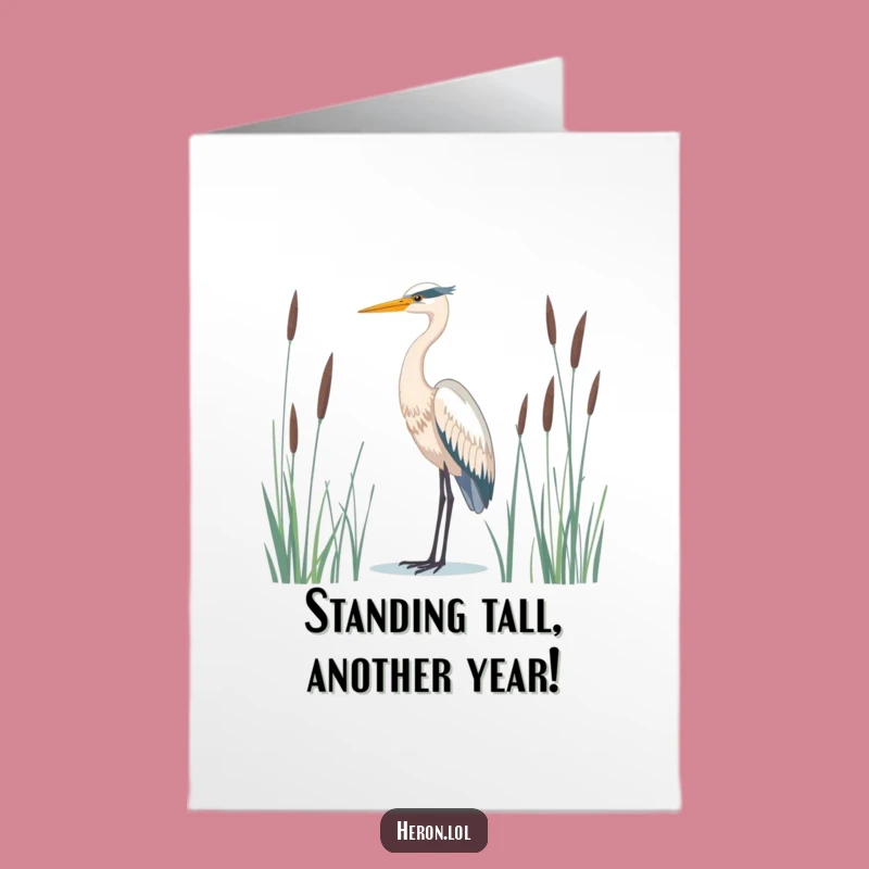 Free Printable Heron Birthday Card: Serene Bird Wishes Downloadable