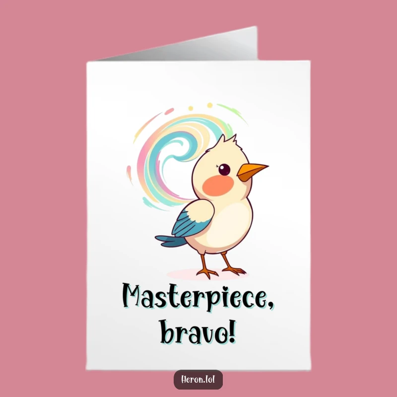 Free Printable Congrats Card: Bird's Artful Achievement - Humorous Downloadable