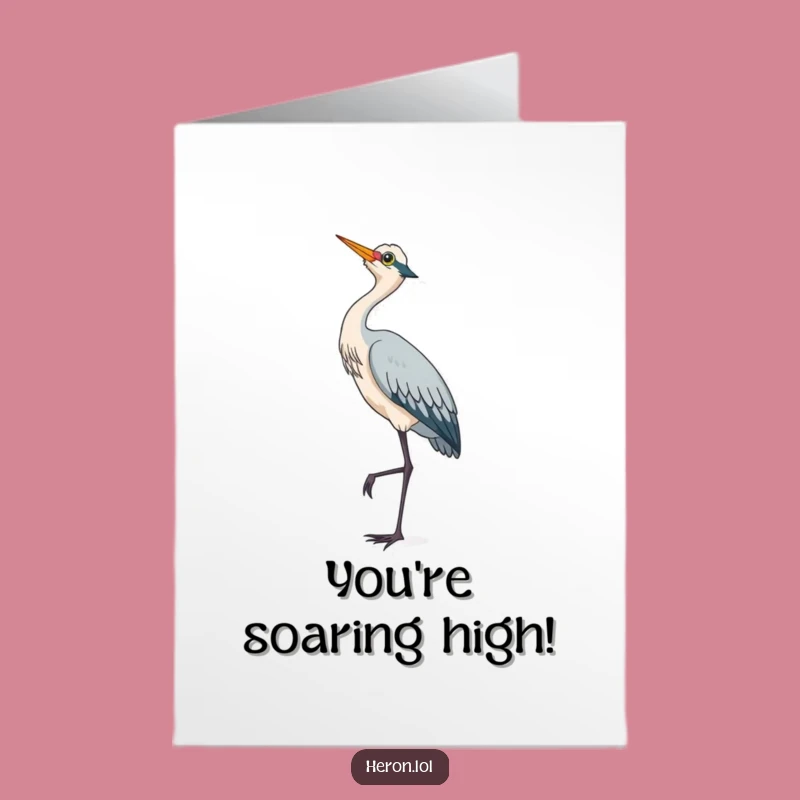 Free Printable Congrats Card: Heron's Skyward Gaze, Downloadable Dream Big