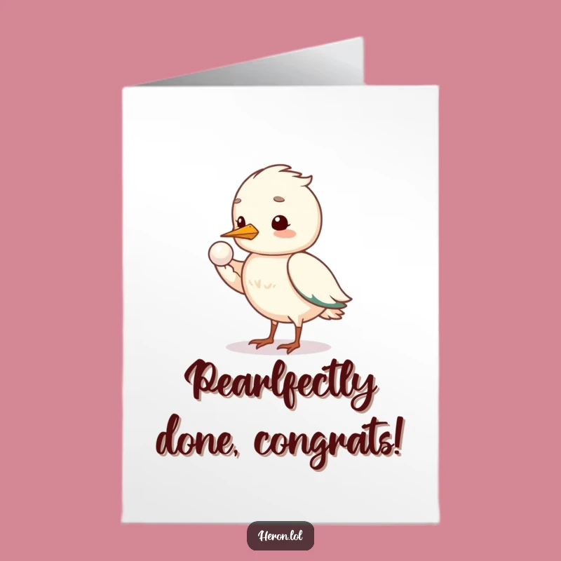 Elegant Free Printable Heron Congrats Card: Pearl Downloadable Gift