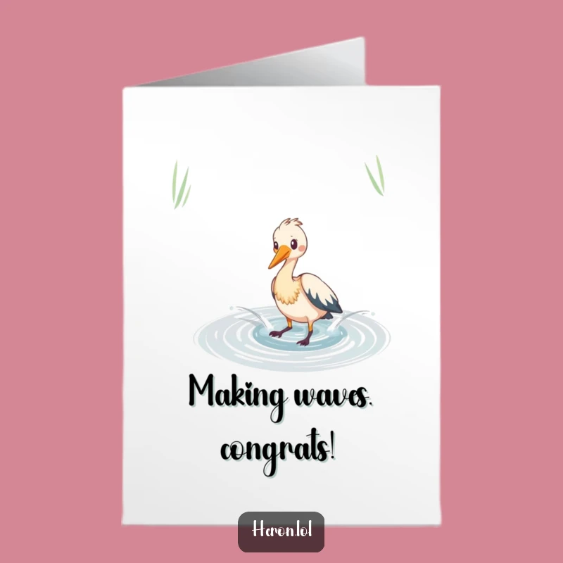 Playful Free Printable Heron Congrats Card: Splashing Pond Downloadable