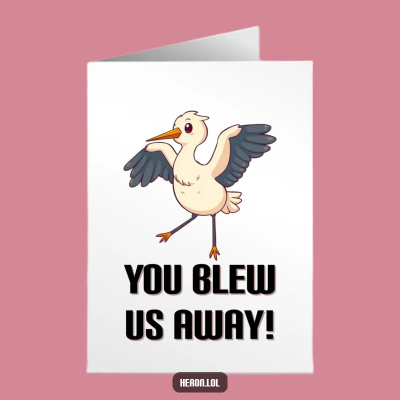 Free Printable Congrats Card: Chubby Heron, Funny Downloadable for Sweet Success!