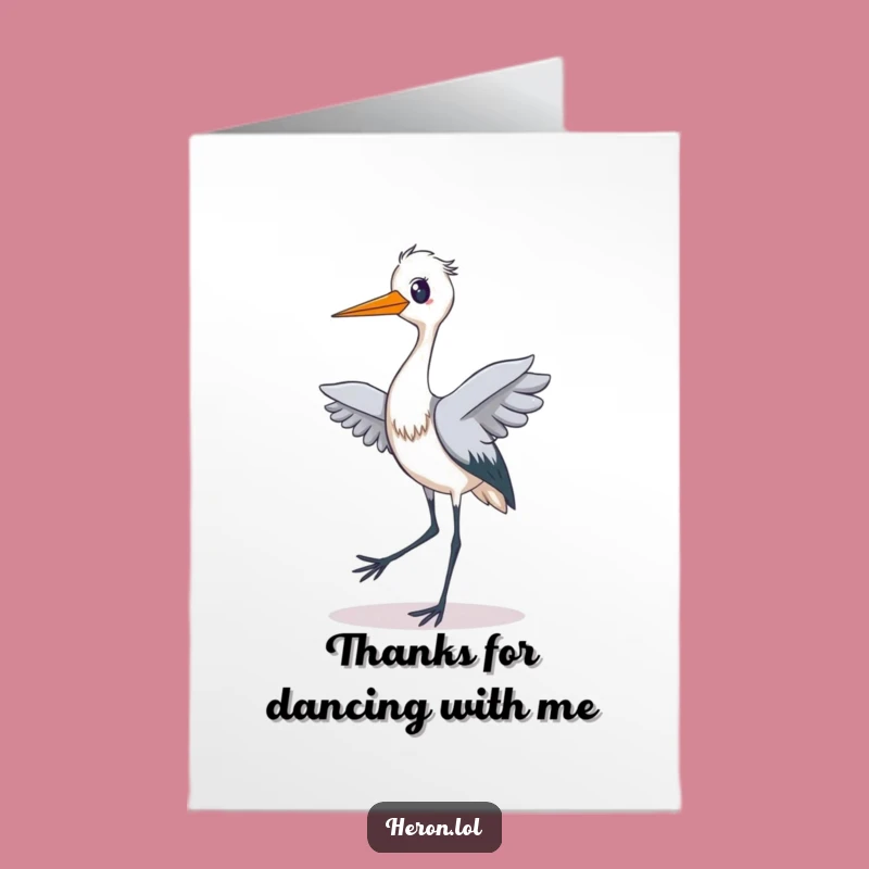 Free Printable Funny Heron Dance Thank You Card: A Grateful Tiptoe