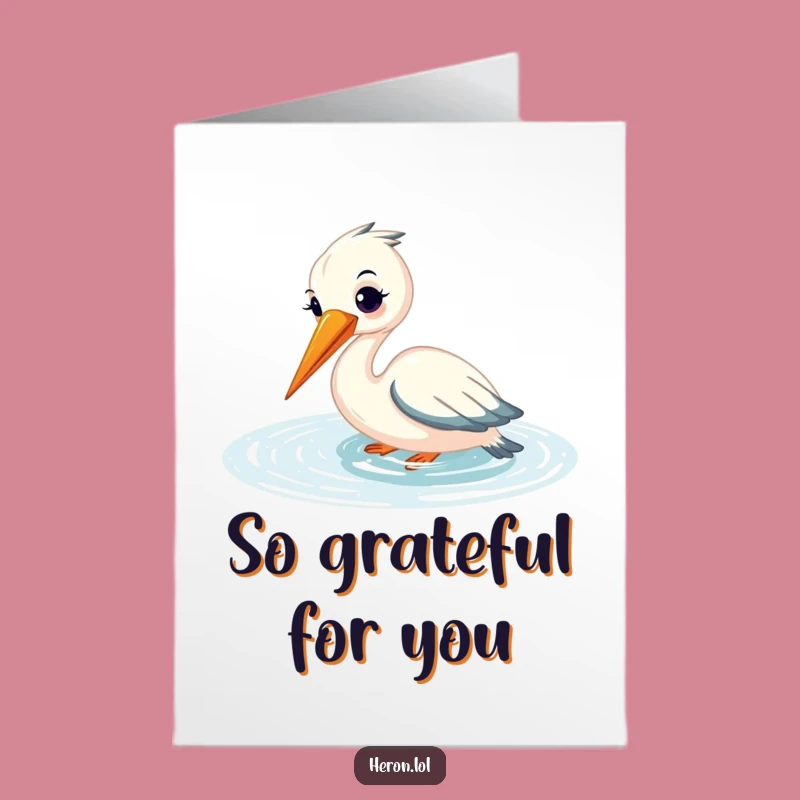 Free Printable Thank You Card: Fishing Heron's Thanks, Cheerful Downloadable Gift