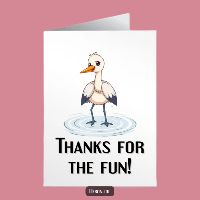 Free Printable Thank You Card: Giggling Heron, Wading Thanks, Playful Downloadable