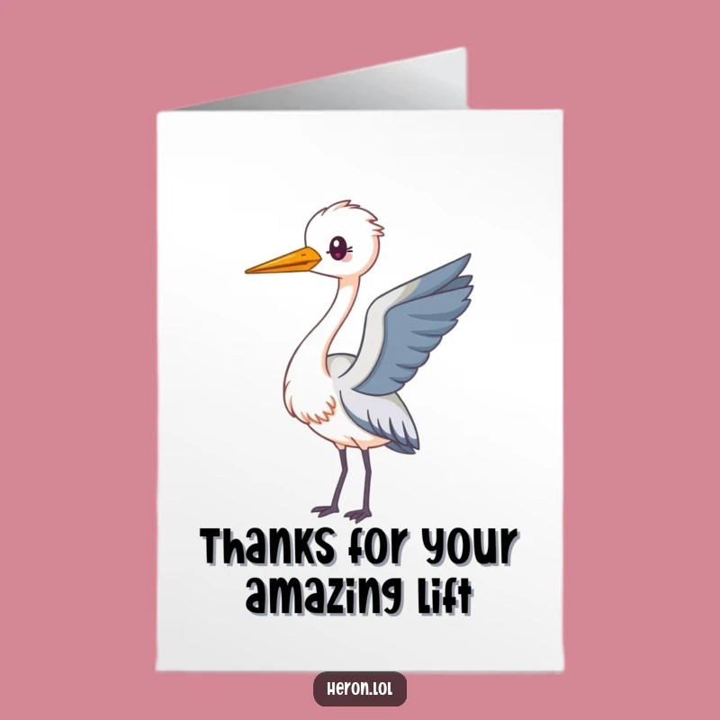 Free Printable Thank You Card: Kawaii Heron Loops, Funny Downloadable Gift